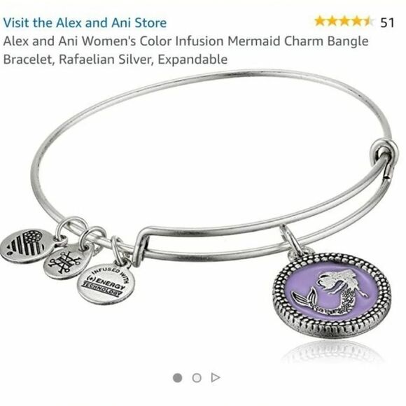 Alex and Ani Women's Color Infusion Mermaid Charm Bangle Bracelet - Picture 6 of 6